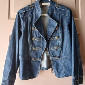 Chico's Blue Jean Military-Style Jacket